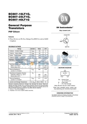 BC807-25LT3G datasheet - General Purpose Transistors