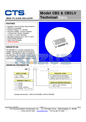 CB3LV-5C-M datasheet - CMOS/TTL CLOCK OSCILLATOR