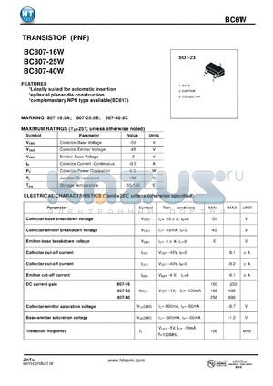 BC807-25W datasheet - TRANSISTOR (PNP)