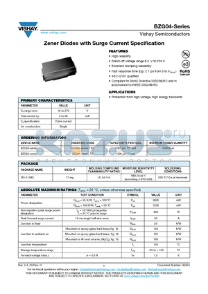 BZG04-110 datasheet - Zener Diodes with Surge Current Specification