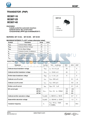 BC807-40 datasheet - TRANSISTOR (PNP)