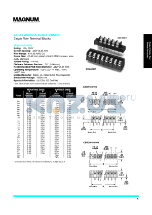 CB50220807 datasheet - Single Row Terminal Blocks