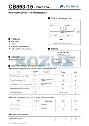 CB863-15 datasheet - HIGH VOLTAGE SCHOTTKY BARRIER DIODE