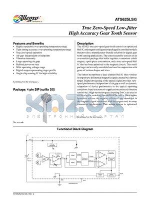 ATS625LSG datasheet - True Zero-Speed Low-Jitter High Accuracy Gear Tooth Sensor