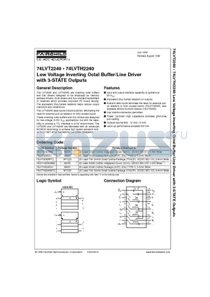 74LVT2240 datasheet - Low Voltage Inverting Octal Buffer/Line Driver with 3-STATE Outputs