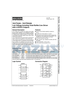 74LVT2240MTC datasheet - Low Voltage Inverting Octal Buffer/Line Driver with 3-STATE Outputs