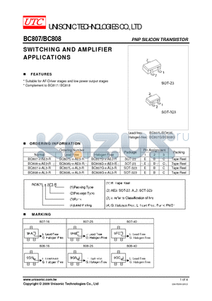 BC807L-X-AE3-R datasheet - SWITCHING AND AMPLIFIER APPLICATIONS