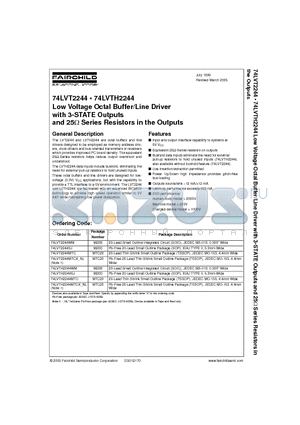 74LVT2244MTC datasheet - Low Voltage Octal Buffer/Line Driver with 3-STATE Outputs