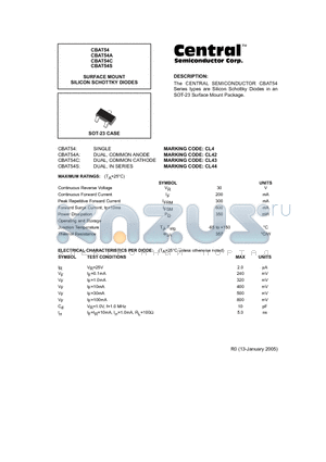 CBAT54C datasheet - SURFACE MOUNT SILICON SCHOTTKY DIODES