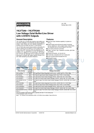 74LVT240MSA datasheet - Low Voltage Octal Buffer/Line Driver with 3-STATE Outputs