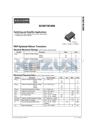 BC808-16 datasheet - Switching and Amplifier Applications