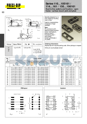 114-90-316-41-134161 datasheet - Dual-in-line sockets and headers / open frame / surface mount pick and place