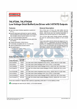 74LVT244MSA_08 datasheet - Low Voltage Octal Buffer/Line Driver with 3-STATE Outputs