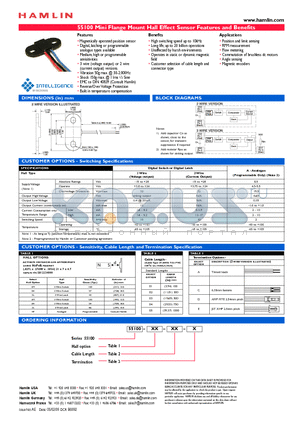 55100-2L-03-C datasheet - Mini Flange Mount Hall Effect Sensor Features and Benefits