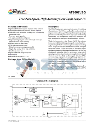 ATS667LSG datasheet - True Zero-Speed, High Accuracy Gear Tooth Sensor IC