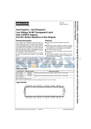 74LVT322373 datasheet - Low Voltage 32-Bit Transparent Latch with 3-STATE Outputs and 25 Series Resistors in the Outputs