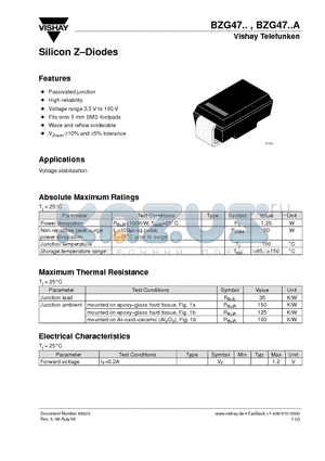 BZG4741 datasheet - Silicon ZDiodes