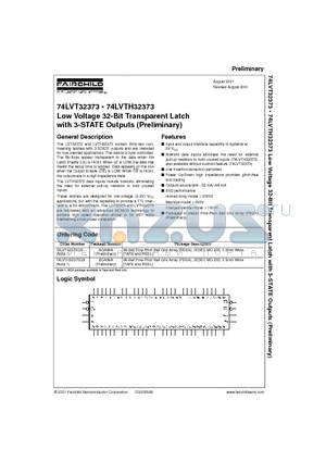 74LVT32373 datasheet - Low Voltage 32-Bit Transparent Latch with 3-STATE Outputs (Preliminary)