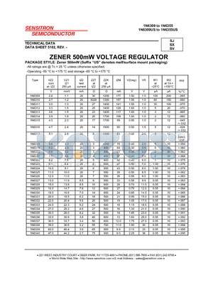 1N6312US datasheet - ZENER 500mW VOLTAGE REGULATOR