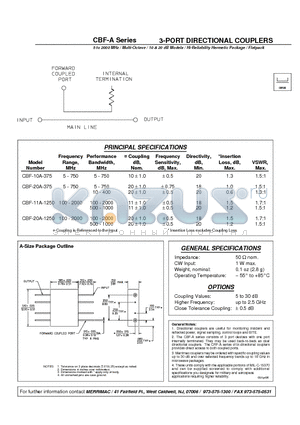 CBF-10A-375 datasheet - 3-PORT DIRECTIONAL COUPLERS