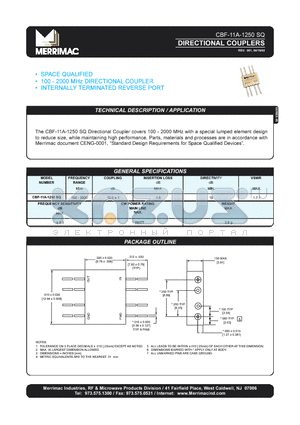 CBF-11A-1250SQ datasheet - DIRECTIONAL COUPLERS