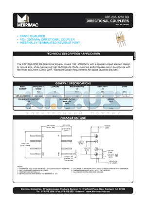 CBF-20A-1250SQ datasheet - DIRECTIONAL COUPLERS