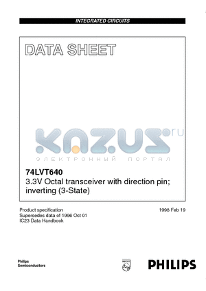 74LVT640DB datasheet - 3.3V Octal transceiver with direction pin; inverting 3-State