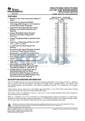 74LVTH162240DGGRE4 datasheet - 3.3-V ABT 16-BIT BUFFERS/DRIVERS WITH 3-STATE OUTPUTS