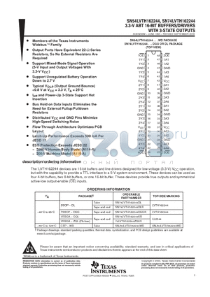 74LVTH162244DGGRG4 datasheet - 3.3-V ABT 16-BIT BUFFERS/DRIVERS WITH 3-STATE OUTPUTS