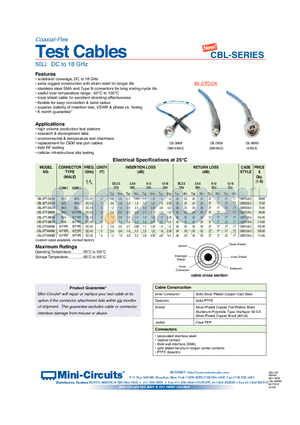 CBL-3FT-SMSM datasheet - Coaxial-Flex Test Cables 50 DC to 18 GHz