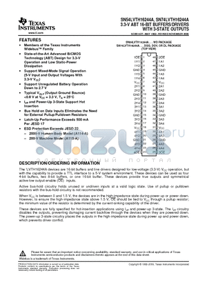 74LVTH16244ADGVRG4 datasheet - 3.3-V ABT 16-BIT BUFFERS/DRIVERS WITH 3-STATE OUTPUTS