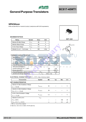 BC817-40WT1 datasheet - General Purpose Transistors