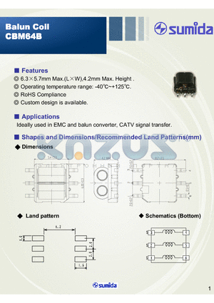 CBM64B-S-1004-0020 datasheet - Balun Coil