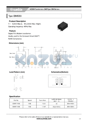 CBM5D33 datasheet - MODEM Transformer