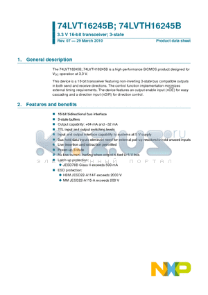 74LVTH16245BDL datasheet - 3.3 V 16-bit transceiver; 3-state