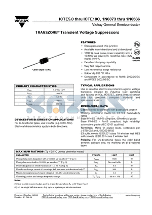 1N6373 datasheet - TRANSZORB^ Transient Voltage Suppressors