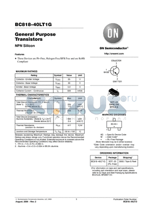 BC818-40LT1G datasheet - General Purpose Transistors NPN Silicon