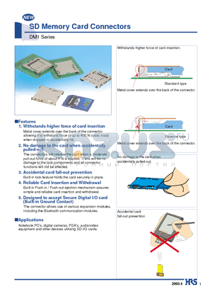 DM1B-DSF-PEJ datasheet - SD Memory Card Connectors