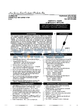 1N6378 datasheet - 1500 WATT LOW CLAMPING FACTOF TRANSIENT VOLTAGE SUPPRESSO