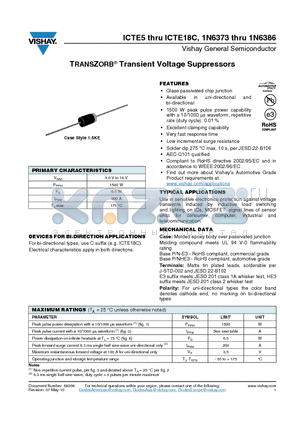 1N6382 datasheet - TRANSZORB Transient Voltage Suppressors