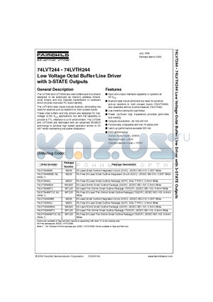 74LVTH244MSA datasheet - Low Voltage Octal Buffer/Line Driver with 3-STATE Outputs