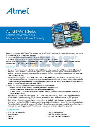 ATSAM4S8CA-AU datasheet - Scalable Performance and Memory Density, Power Efficiency
