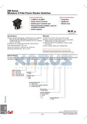 DM21J105DQ datasheet - Miniature 2 Pole Power Rocker Switches