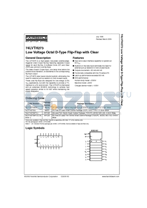 74LVTH273MTC datasheet - Low Voltage Octal D-Type Flip-Flop with Clear