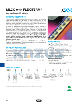 06035C103K4Z2A datasheet - With increased requirements from the automotive industry for additional component robustness, AVX recognized the need to produce a MLCC with enhanced mechanical strength.