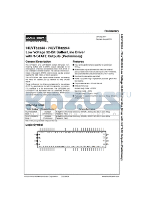 74LVTH32244 datasheet - Low Voltage 32-Bit Buffer/Line Driver with 3-STATE Outputs (Preliminary)
