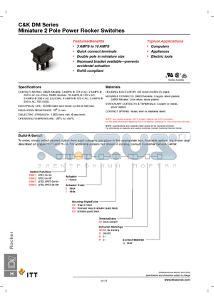 DM21J12S205Q datasheet - Miniature 2 Pole Power Rocker Switches