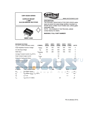 CBR1-D020S_10 datasheet - SURFACE MOUNT 1 AMP SILICON BRIDGE RECTIFIER