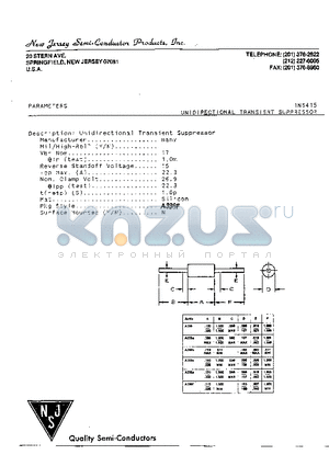 1N6415 datasheet - UNIDIRECTIONAL TRANSIENT SUPPRESSOR