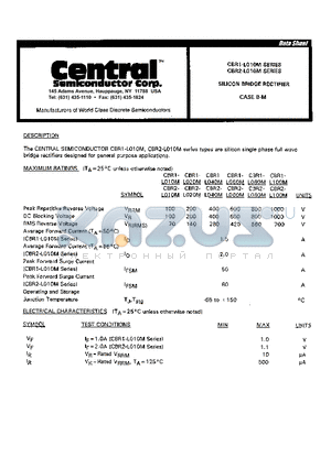 CBR1-L010M datasheet - SILICON BRIDGE RECTIFER